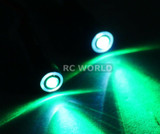 RC LED 10mm HALO LED Headlights - GREEN Center - WHITE HALO - 2 BULBS-