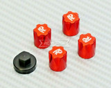 Rc Center Lock Nut METAL WHEEL CAPS M4 Lug Nut W/ Tool (4PCS) RED