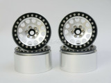 1/10 Truck Wheels 2.2  Aluminum RIMS V2 Beadlock  W/ 140mm TIRES Silver/Black 