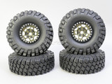 1/10 Metal Truck Wheels 1.9 Beadlock Rims G1 W/ 115MM Off-Road Tires  GUN/BLACK