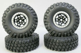 1/10 Metal Truck Wheels 1.9 Beadlock Rims G1 W/ 115MM Off-Road Tires  BLACK/SILVER