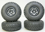 1/10 Metal Truck Wheels 1.9 Beadlock Rims G1 W/ 115mm Grabber Tire GUN + BLACK