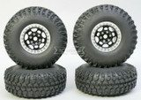 1/10 Metal Truck Wheels 1.9 Beadlock Rims G1 W/ 115mm Grabber Tire  BLACK + BLACK