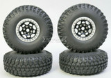 1/10 Metal Truck Wheels 1.9 Beadlock Rims G1 W/ 115mm Grabber Tire  BLACK + SILVER