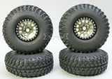 1/10 Metal Truck Wheels 1.9 Beadlock Rims V2 W/ 115mm Grabber Tire GUN + BLACK