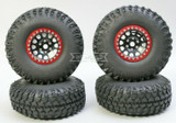1/10 Metal Truck Wheels 1.9 Beadlock Rims V2 W/ 115mm Grabber Tire  BLACK + RED