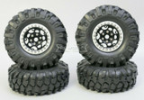  1/10 Metal Truck Wheels 1.9 Beadlock Rims G1 W/ 108mm Tire  BLACK + SILVER