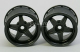 Kawada 1/12 Car Wheels 5 STAR WIDE - BLACK -(2PCS) #TUM37K