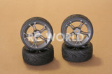 RC 1/10 CAR TIRES WHEELS RIMS SEMI- SLICKS KYOSHO TAMIYA HPI MATTE GUN METAL #2