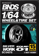 164 Metal WHEELS RIMS TIRES SET For Diecast Models WORK QUIP 01 SILVER BC64078
