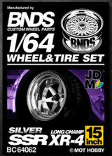 1/64 Metal WHEELS RIMS TIRES SET For Diecast Models -SSR XR-4 SILVER- BC64062