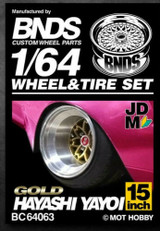 1/64 Metal WHEELS RIMS TIRES SET For Diecast Models -HAYASHI YAYOI GOLD- BC64063