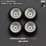 1/64 Metal WHEELS RIMS TIRES SET For Diecast Models -Formula Mesh SILVER- BC4054
