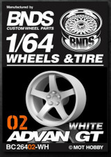 1/64 Plastic WHEELS RIMS TIRES SET For Diecast Models -ADVAN GT WHITE-