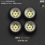 1/64 Metal WHEELS RIMS TIRES SET For Diecast Models -SSR XR-4 GOLD- BC64061