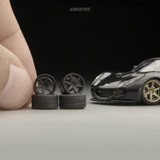 1/64 Plastic WHEELS RIMS TIRES SET For Die Cast Models -WORK KIWAMI-05-BLACK FLAT-