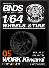 1/64 Plastic WHEELS RIMS TIRES SET For Die Cast Models -WORK KIWAMI-05-BLACK FLAT-