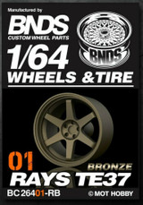 1/64 Plastic WHEELS RIMS TIRES SET (4PCS) -RAYS TE37-01- BRONZE-