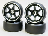 Fly Wheels RC 1/10 Large 2.2 METAL WHEELS 56mm + STREET Tire - SILVER - 5 Star