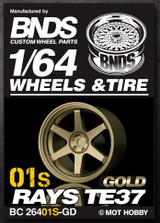 1/64 Plastic WHEELS RIMS TIRES SET For Diecast Models -RAYS TE37 -01S -GOLD-