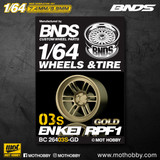 1/64 Plastic WHEELS RIMS TIRES SET For Diecast Models -ENKEI RPF1 -03S-GOLD-