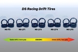 DS Racing Mini 1/24 DRIFT TIRE Stagger Narrow + Wide w/ Text (4PCS) MI22-LF5S