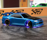 RC 1/76 Micro Car NISSAN R34 SKYLINE Drift w/ LED Lights -BLUE-