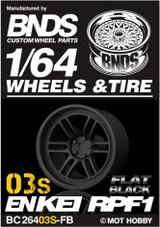 1/64 Plastic WHEELS RIMS TIRES SET For Die Cast Models -ENKEI RPF1-03S -BLACK FLAT-