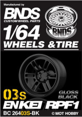 1/64 Plastic WHEELS RIMS TIRES SET For Die Cast Models -ENKEI RPF1-03S -BLACK-