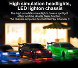 RC 1/76 Micro Car NISSAN R34 SKYLINE Drift w/ LED Lights -GREEN-