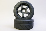 1/8 WHEELS & TIRES Street Tread 5 SPOKE (4PC) -BLACK -