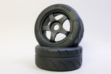 1/8 WHEELS & TIRES Street Tread 5 SPOKE (4PC) -BLACK -