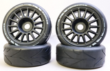 1/8 WHEELS & TIRES Street MULTI SPOKE Semi Slicks (4PC) -BLACK -