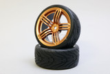 RC 1/10 Street WHEELS TIRES 3MM Offset GOLD 5 STAR BURST