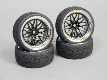 RC 1/10 Street WHEELS Tires STAGGER 6MM + 9MM Offset BLACK / Chrome (4pcs) RC 1/10 Street WHEELS Tires STAGGER 6MM + 9MM Offset BLACK / Chrome (4pcs)