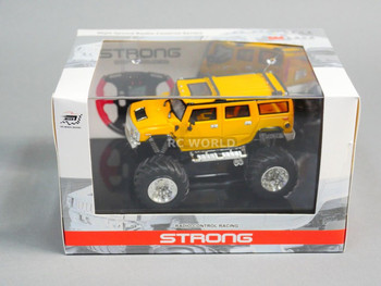 RC 1/43 Radio Control RC Micro Monster Truck HUMMER  w/ LED Lights YELLOW