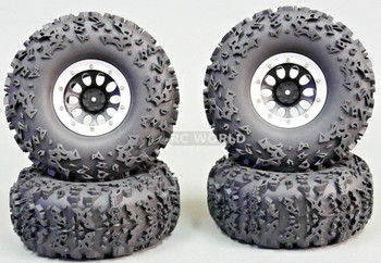RC Truck Wheels 2.2 W/ 140MM Tires Silver