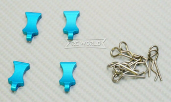 RC 1/10 METAL BODY POST CLIPS W/ Aluminum Tails (4 pcs) BLUE RC 1/10 METAL BODY POST CLIPS W/ Aluminum Tails (4 pcs) BLUE