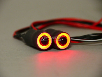 LED Lights RED Halo Angel Eyes 13mm Headlights White Center