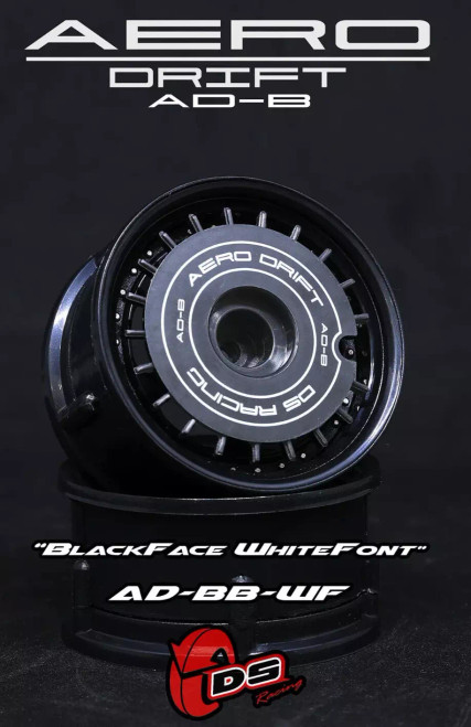 DS Racing 1/10 Aero Drift Cover -FLAT BLACK *WHITE TEXT* (2 PCS) #AD-BB-WF