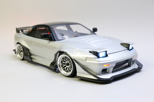 RC 1/10 Drift NISSAN 180SX Brushless w/ Pop Up Lights + Sounds -RTR- SILVER