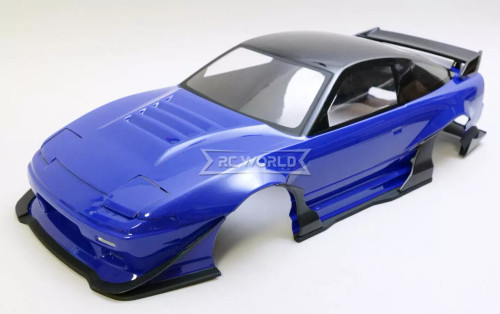 RC 1/10 BODY Shell NISSAN 180SX Wisteria w/ Pop Up Lights *FINISHED* -BLUE-