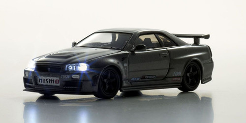Kyosho 1/64 NISSAN R34 GT-R MOTN Model Car w/ LED LIGHTS *GRAY*