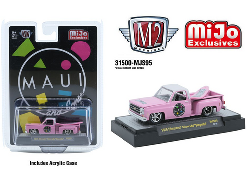 M2 1/64 1979 Chevrolet Silverado Step Side w/ Surfboard Maui & Son *PINK*