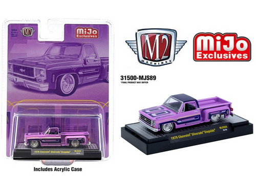 M2 1/64 1978 Chevrolet Silverado Stepside Lowrider Die Cast Model *PURPLE*