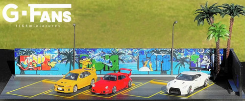 G Fans 1/64 Diorama BEACH PARKING LOT W/ LED #710027