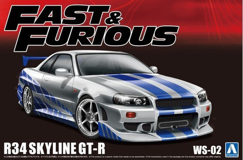 Aoshima 1/24 Fast & Furious NISSAN SKYLINE R34 GT-R Plastic Model Kit