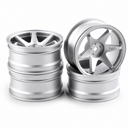 RCW 1/10 Metal DRIFT Wheels TE37 RIMS 6mm Offset LIGHTWEIGHT -SILVER-