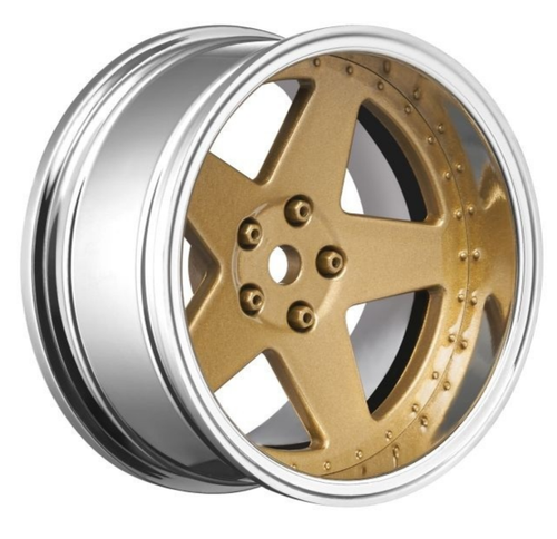 RC Wheels SET Adjustable Offset 2/4/6/8mm -5 SPOKE BRONZE W/ CHROME LIP (4 pcs)