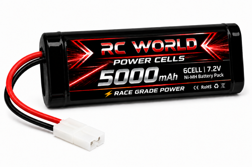 RC World 7.2v BATTERY 5000MAH NI-MH Power Cells W/ TAMIYA PLUG